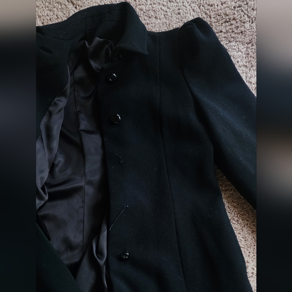 Montaldo's Nipan Coature Vintage Wool Elegant Black Long Coat Sz 10 - Picture 6 of 16
